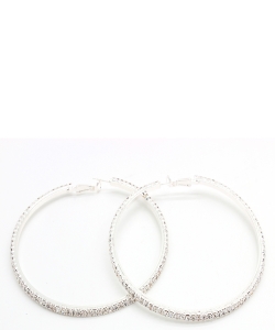 Rhinestone Hoop Earrings EH910195 SILVER CL